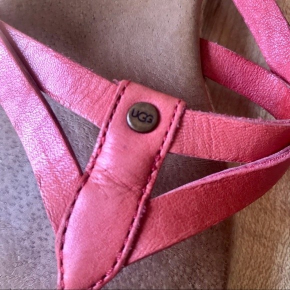 Leather UGG Annice Coral Pink Flip Flops size 8. - Picture 4 of 10